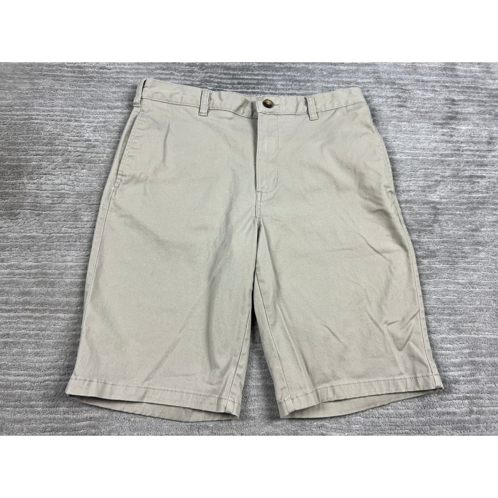 French Toast Shorts Mens W32 Khaki Flat Front Chino School Uniform Stretch Twill